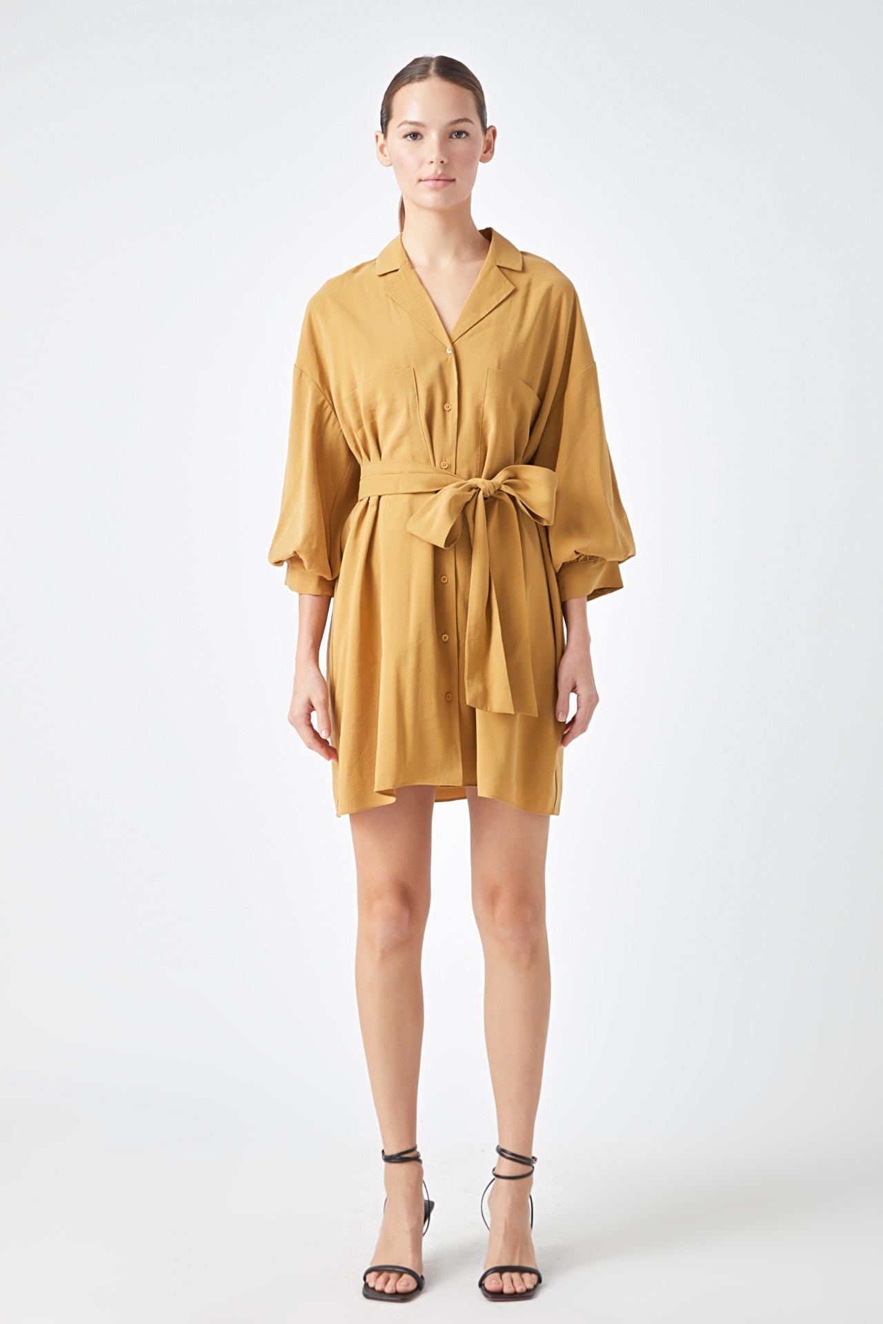 Belted Mini Shirt Dress