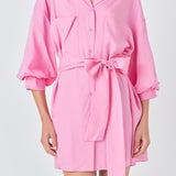Belted Mini Shirt Dress