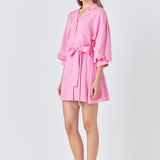 Belted Mini Shirt Dress