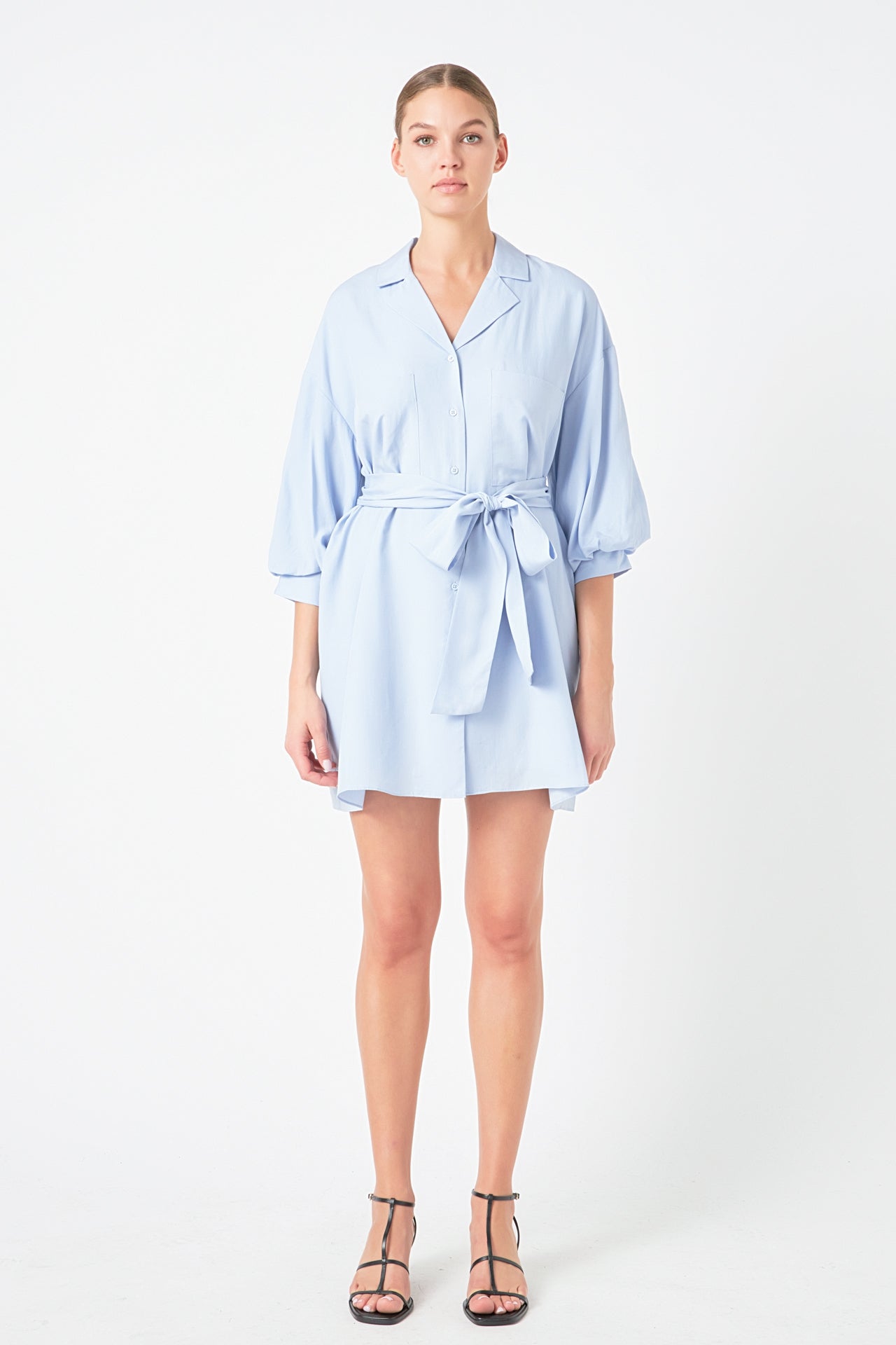 Belted Mini Shirt Dress