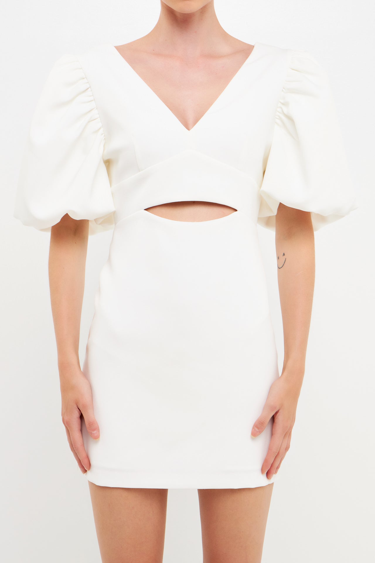 Puff Sleeve Cut Out Mini