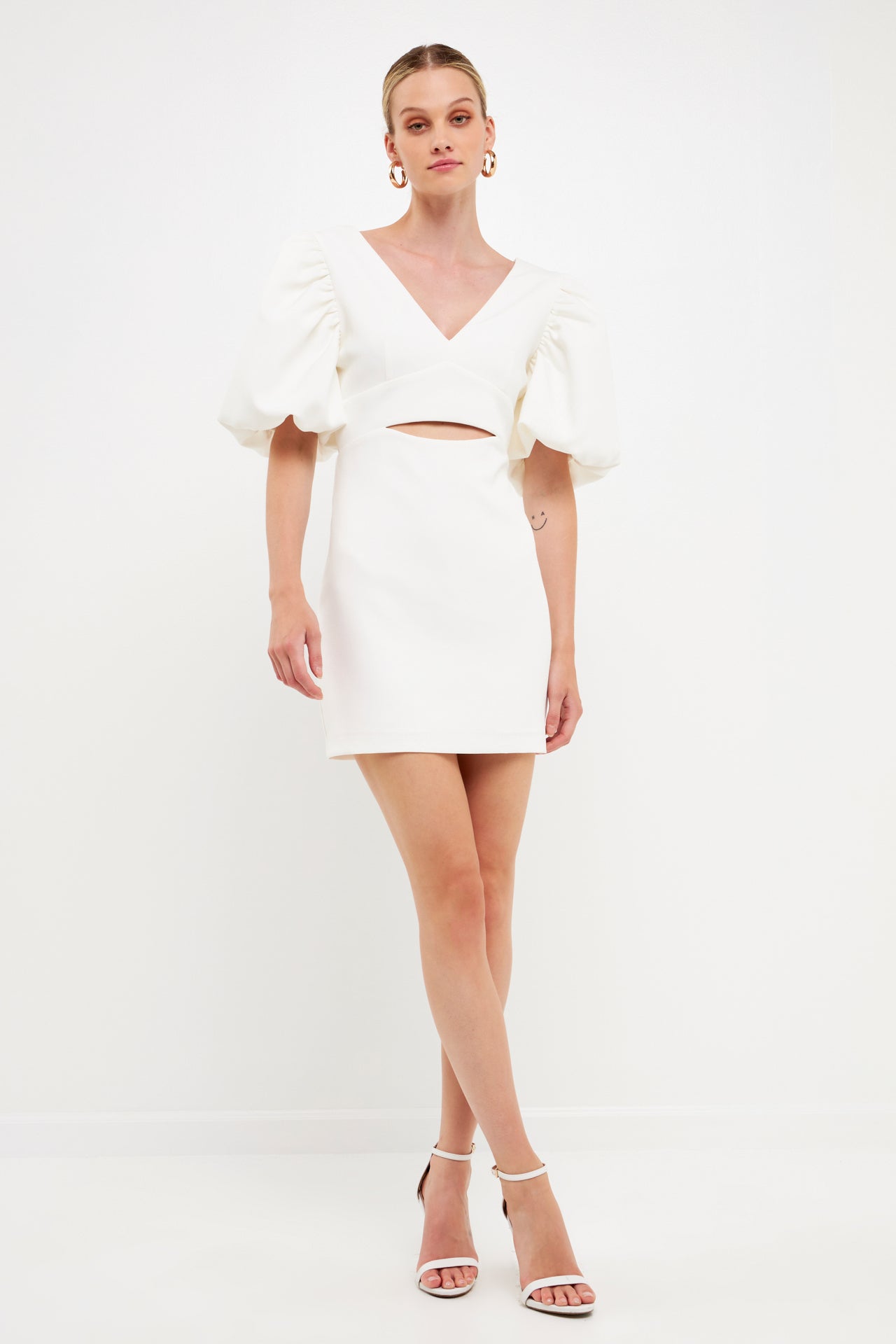 Puff Sleeve Cut Out Mini