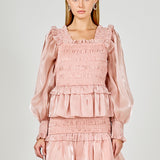 Sheen Smocked Long Sleeve Mini Dress