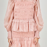 Sheen Smocked Long Sleeve Mini Dress