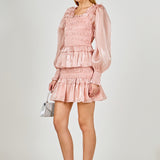 Sheen Smocked Long Sleeve Mini Dress