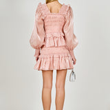 Sheen Smocked Long Sleeve Mini Dress