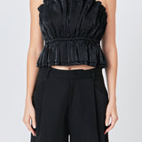 Sheen Ruffled Strapless Top