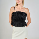 Sheen Ruffled Strapless Top