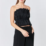 Sheen Ruffled Strapless Top