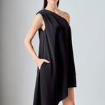 Endless Rose - Shoulder Pintucked Asymmetrical Mini Dress Off White / Xs Endless Rose - Shoulder Pintucked Asymmetrical Mini Dress Off White / Xs