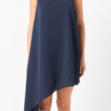 Shoulder Pintucked Asymmetrical Mini Dress