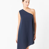 Shoulder Pintucked Asymmetrical Mini Dress