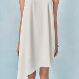 Shoulder Pintucked Asymmetrical Mini Dress