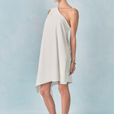 Shoulder Pintucked Asymmetrical Mini Dress