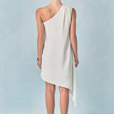 Shoulder Pintucked Asymmetrical Mini Dress