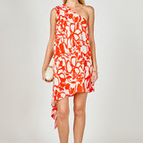 Shoulder Pintucked Asymmetrical Mini Dress