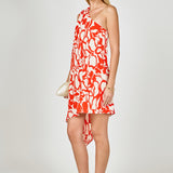 Shoulder Pintucked Asymmetrical Mini Dress