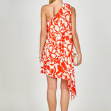 Shoulder Pintucked Asymmetrical Mini Dress