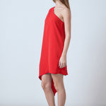 Shoulder Pintucked Asymmetrical Mini Dress