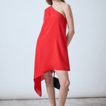 Shoulder Pintucked Asymmetrical Mini Dress Shoulder Pintucked Asymmetrical Mini Dress