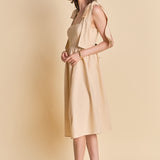 Bow Shoulder Tie Midi Dress