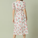 Floral Print Linen Midi Dress