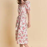 Floral Print Linen Midi Dress