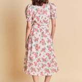 Floral Print Linen Midi Dress