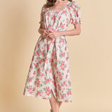 Floral Print Linen Midi Dress