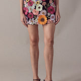 Floral Embroidered Mini Skirt