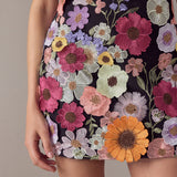 Floral Embroidered Mini Skirt