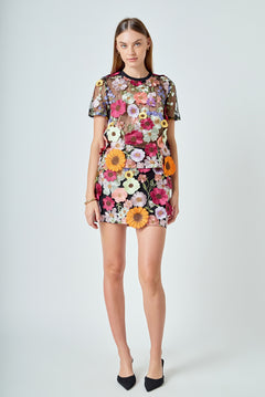 Floral Embroidered Mini Skirt
