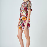 Floral Embroidered Mini Skirt