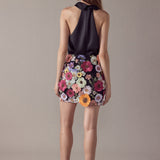 Floral Embroidered Mini Skirt