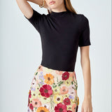 Floral Embroidered Mini Skirt