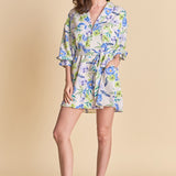 Floral Print Belted Collared Dress