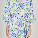 Floral Print Belted Collared Dress