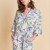 Floral Print Belted Collared Dress