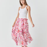 Floral Ruffled Maxi Skirt
