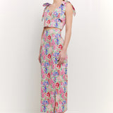 Cotton Floral Print Slit Maxi Skirt