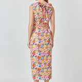 Cotton Floral Print Cutout Maxi Dress