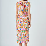 Cotton Floral Print Cutout Maxi Dress