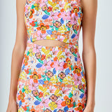 Cotton Floral Print Cutout Maxi Dress