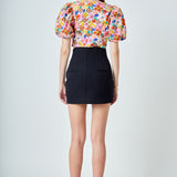 Cotton Floral Print Puff Sleeve Top