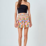 Cotton Floral Print Mini Skort