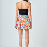 Cotton Floral Print Mini Skort