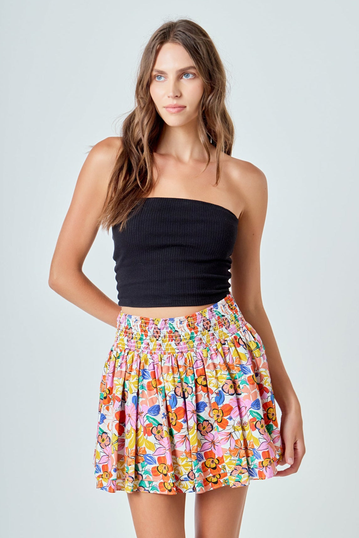 Cotton Floral Print Mini Skort – Endless Rose