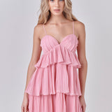 Chiffon Pleated Corset Mini Dress