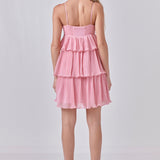 Chiffon Pleated Corset Mini Dress