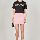 Sequined Embroidered Bonjour Patch Top